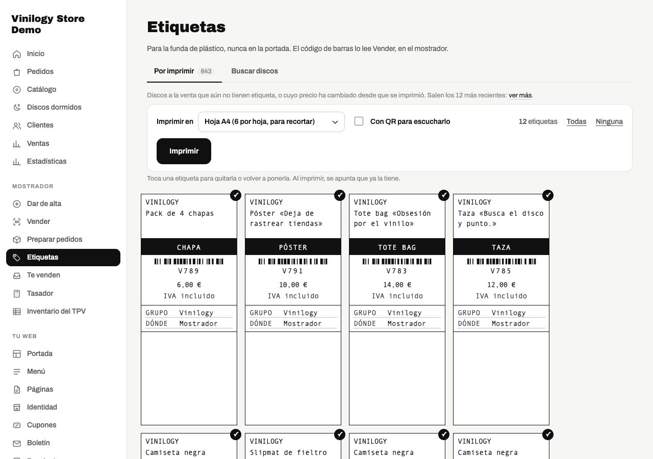 Etiquetas para las fundas