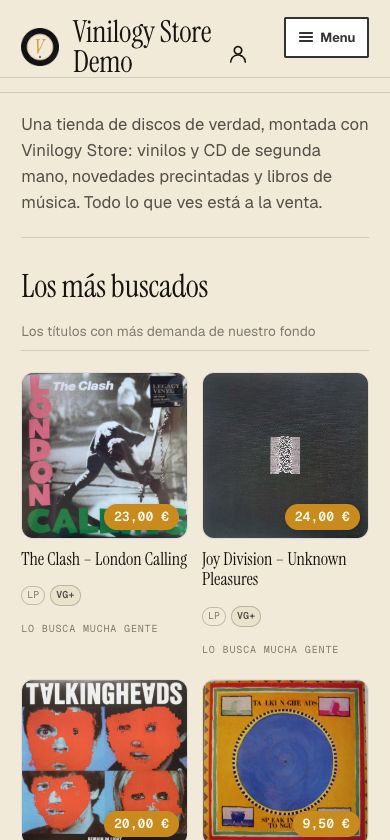 La misma tienda en el móvil